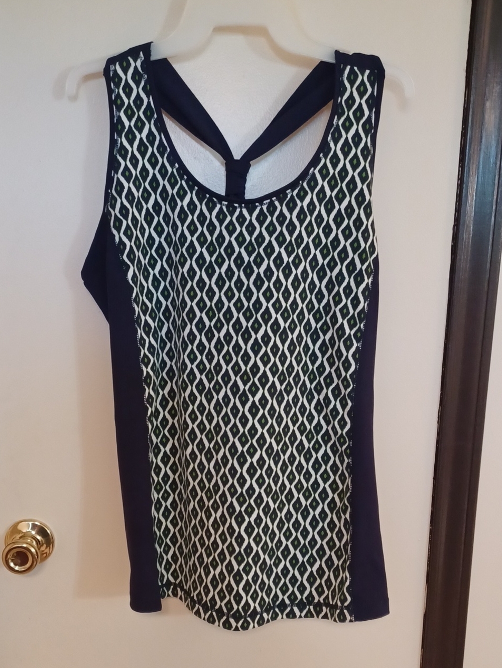 Navy & Green Patterned Sleeveless Tank Top